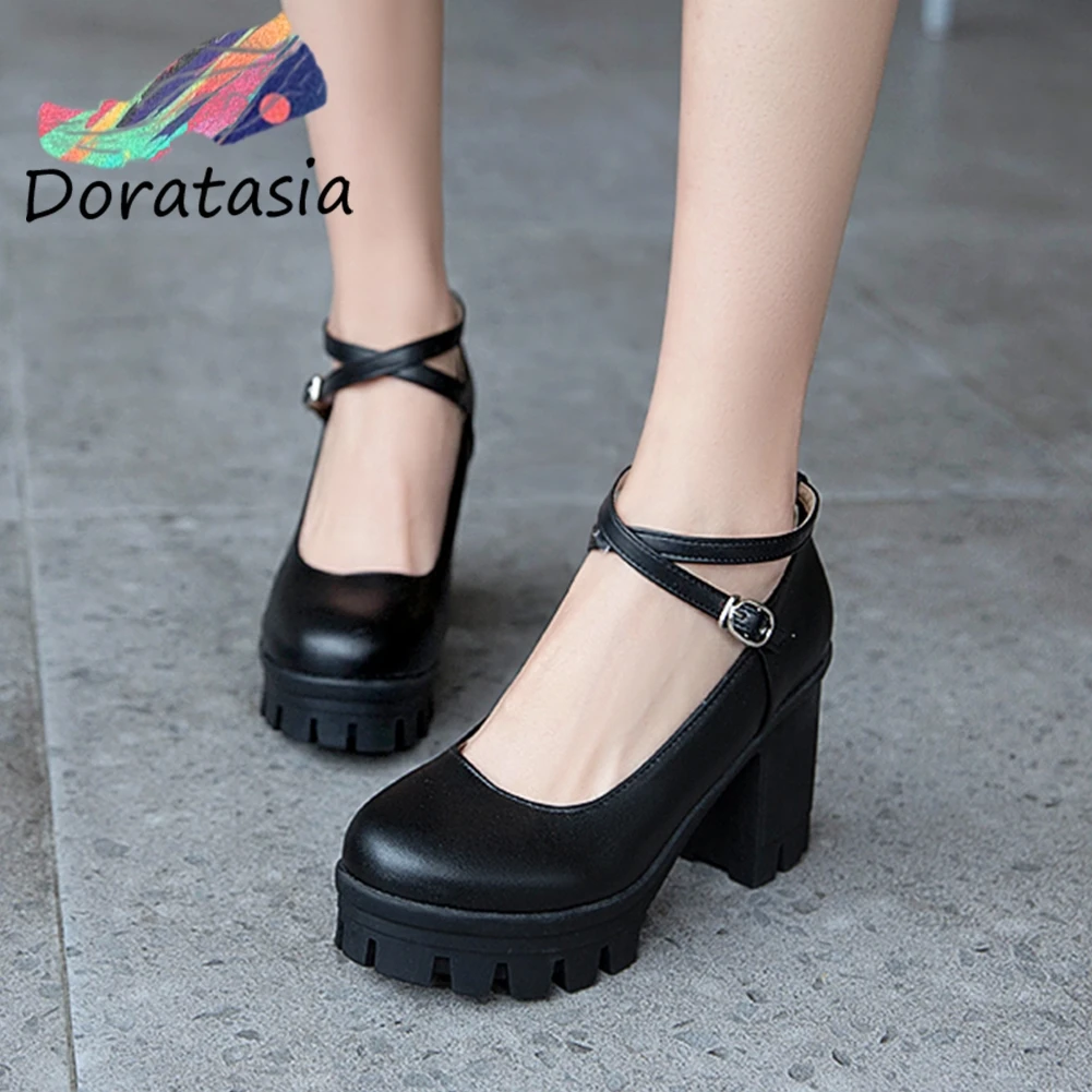 

DORATASIA Big Size 32-43 Brand New Girl Fashion Platform Spring Autumn Pumps Chunky Heels Pumps Women Party Ol Shoes Woman