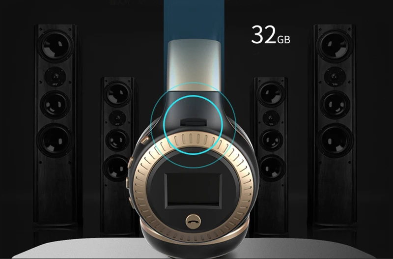 Стерео бас наушники с микрофоном беспроводные Bluetooth наушники FM радио TF карты воспроизведения ЖК-экран