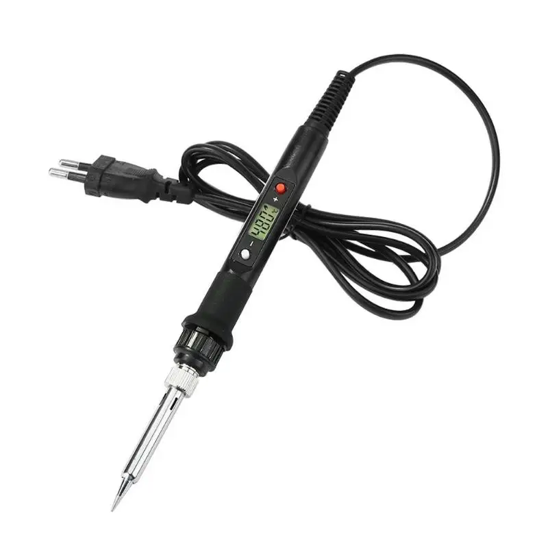 60W/80W Electric Soldering Iron Temperature Adjustable 220V 110V Welding Solder Iron Rework Station Soldering Iron Accessories - Color: 80W black