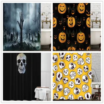 

Halloween Family Decorative Curtains For Living Room Cemetery Ghost Hand Waterproof Fabric Bathroom Shower Curtains Bath Decor