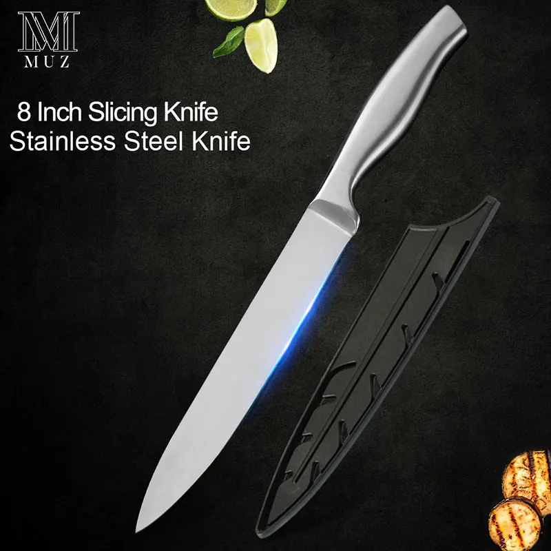 8 inch Slicing Knife Набор кухонных ножей из нержавеющей стали для шеф-повара, очень острое лезвие, кухонные ножи высшего качества, кухонные принадлежности, инструменты для приготовления пищи - Цвет: 8 inch Slicing Knife