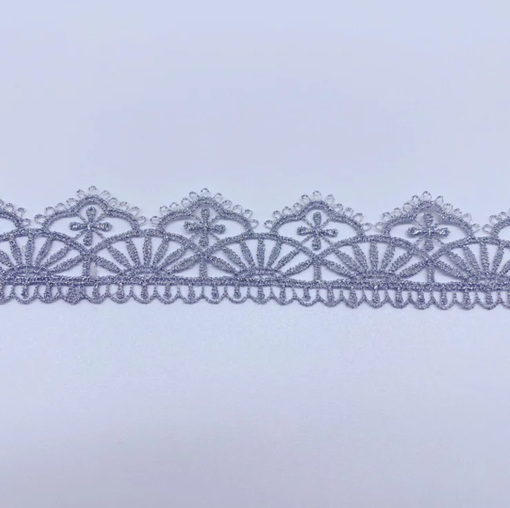 2 Yards Silver Series Lace Trim Wedding Dress Lace Ribbon Embroidered Applique DIY Cosplay Clothing Accessories Sewing