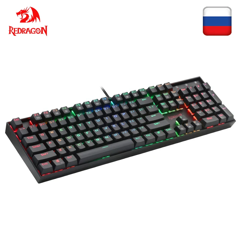 Redragon USB Механическая игровая клавиатура эргономичная RGB светодио дный светодиодная подсветка ключи полный ключ анти-ореолы 104 проводной