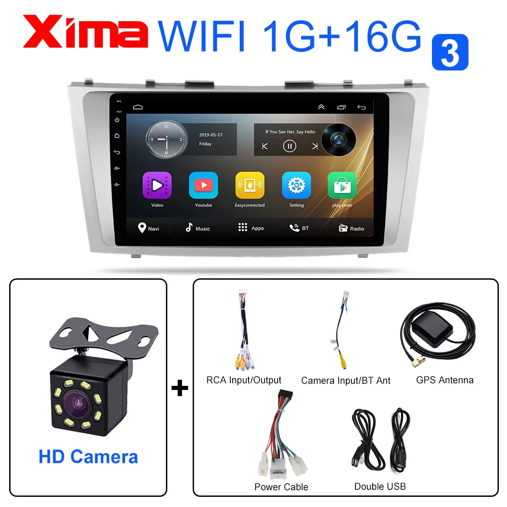 RAM 1G cm-CAM Android 9,0 автомобильный мультимедийный плеер 2 din автомагнитола для toyota camry 2007 2008 2009-2011с навигацией автомобиля стерео головное устройство - Цвет: RAM 1G cm-CAM