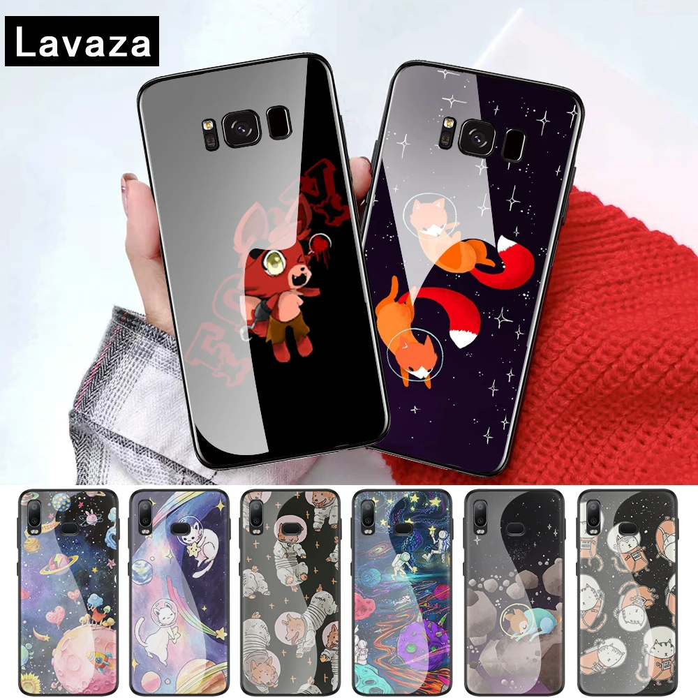 Лиса Космос Луна и Вселенная лиса Стекло чехол для samsung S7 край S8 S9 S10 плюс A10 A20 A30 A40 A50 A60 A70 Note 8, 9, 10