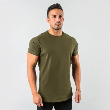 

New Stylish Plain Tops Fitness Mens T Shirt Short Sleeve Muscle Joggers Bodybuilding Tshirt Male Gym Clothes Slim Fit Tee Shirt
