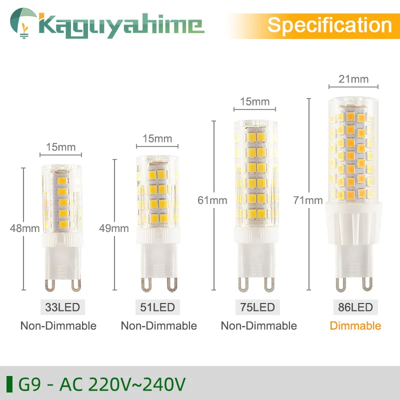 Kaguyahime 220V затемнения светодиодный Керамика G9 G4 E14 лампа 3w 5w 7W 9W Светодиодный