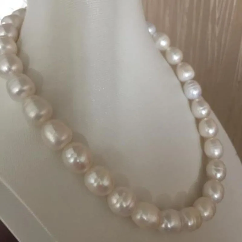 Elegant13-14mm ожерелье из белого жемчуга в стиле барокко с южным морем, 18 дюймов, серебро 925 пробы