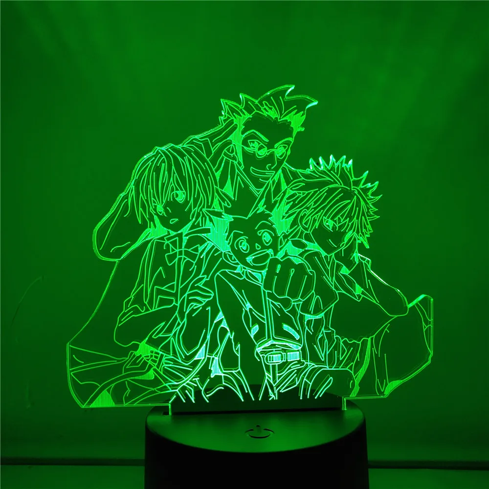 Hunter X Hunter 3D LED Night Light Gon Freecss Killua Anime Bedroom Bedside Lamp Visual Decor Lampara Home Decoration Home Lampe