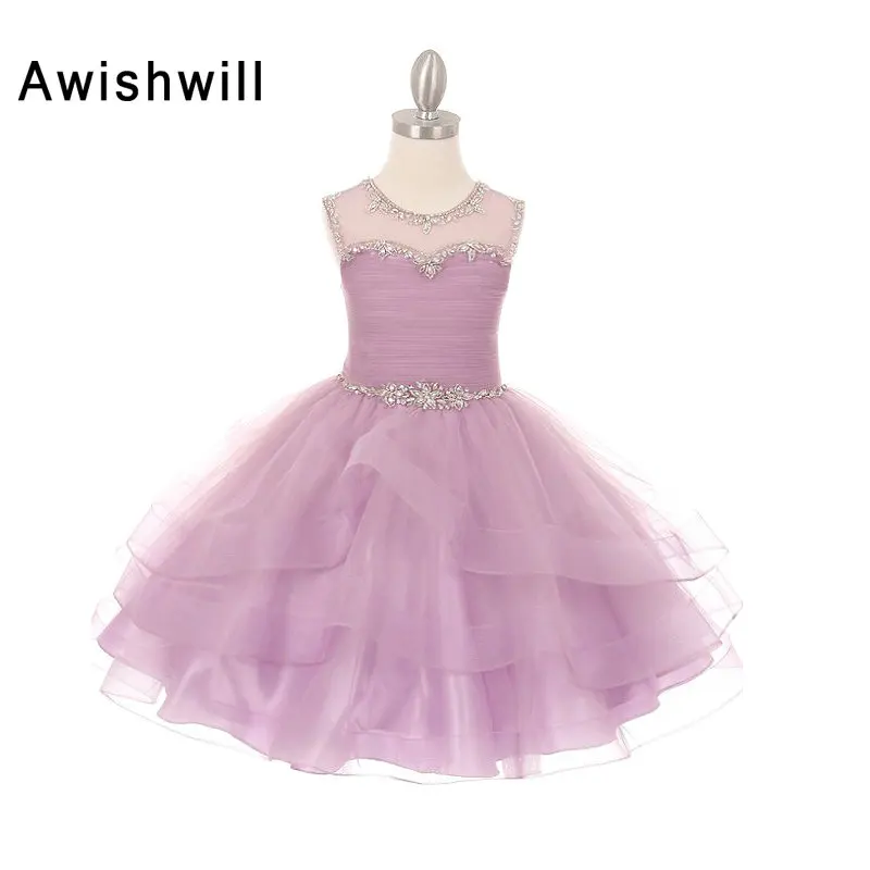 lilac and white flower girl dresses