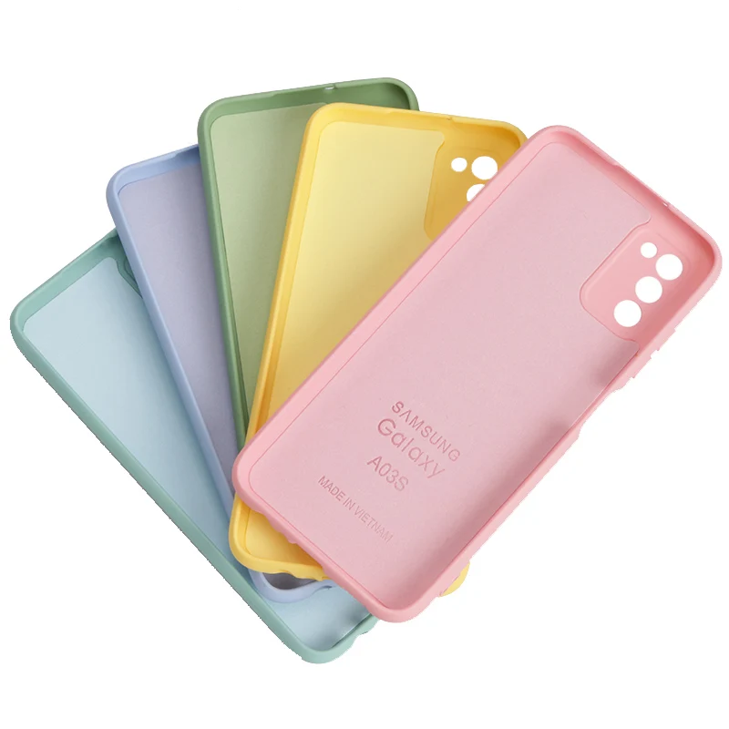iphone pouch with strap For Samsung Galaxy A03S Case Ultrathin Soft Liquid Silicone Cover A 03S High Quality Silky Touch With Camera Protective Shell iphone pouch