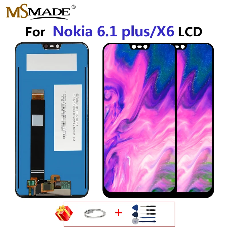 REVIEW TOP SELLER  Original LCD For Nokia 6.1 Plus LCD Display Touch Screen Assembly Parts For Nokia X6 Phone With Too
