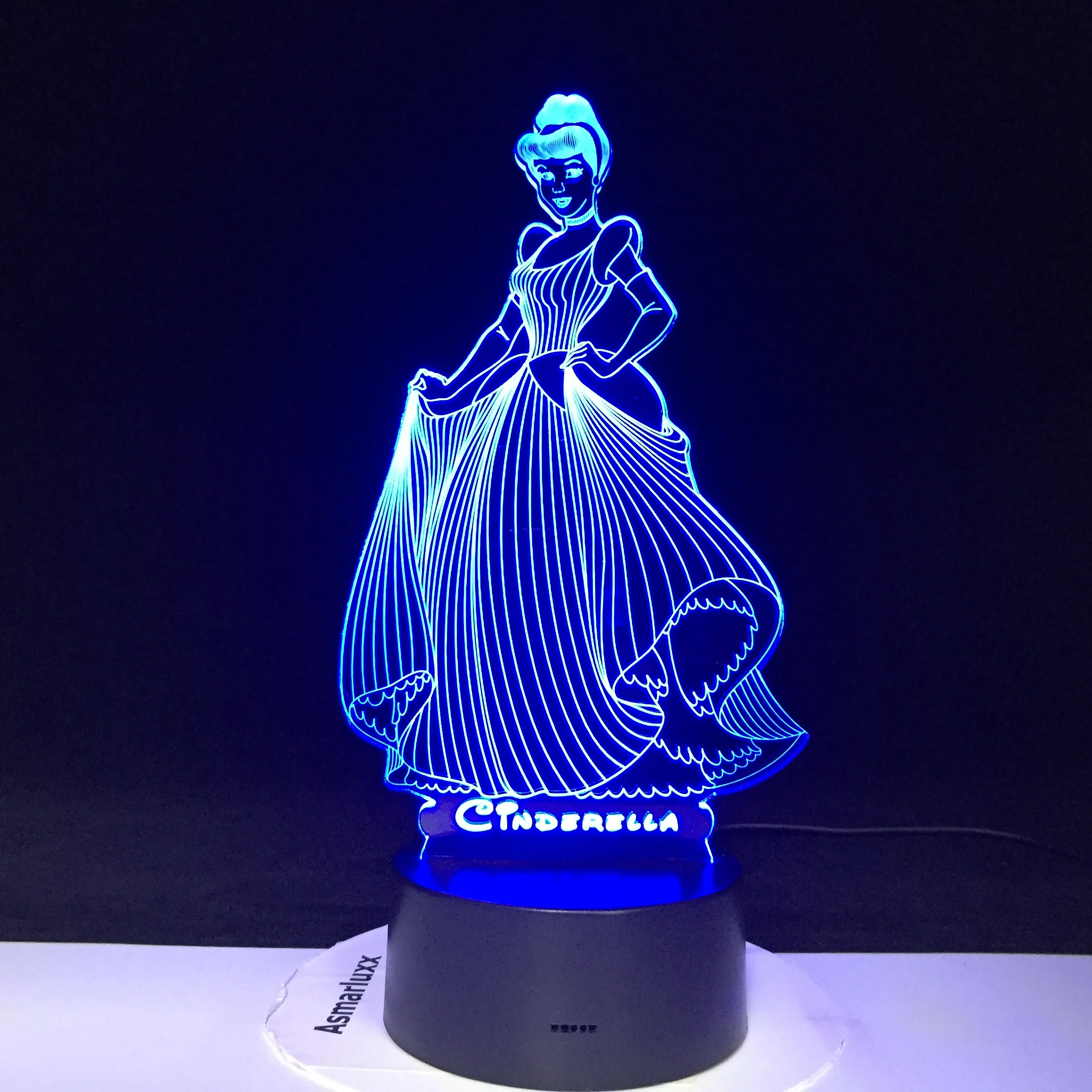 Принцесса Золушка фигура Usb 3d светодиодный ночник украшение для девочек Дети Ребенок подарки 7 цветов Изменение визуальный Настольный светильник