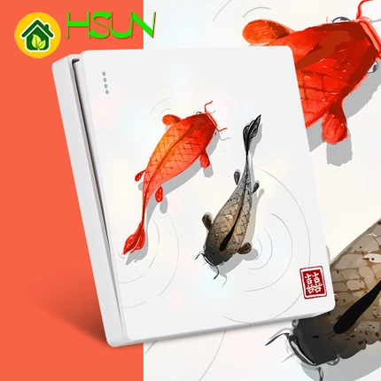 

Type 86 art switch Socket 1 2 3 4 gang 1 2 way gloden fish ividuality creativity Decorative panel TV computer socket