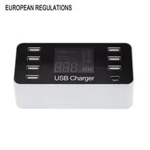 8 портов usb type C зарядное устройство умный светодиодный дисплей USB Быстрая Зарядка адаптер 40 Вт Смарт зарядное устройство для путешествий AU EU US UK Plug