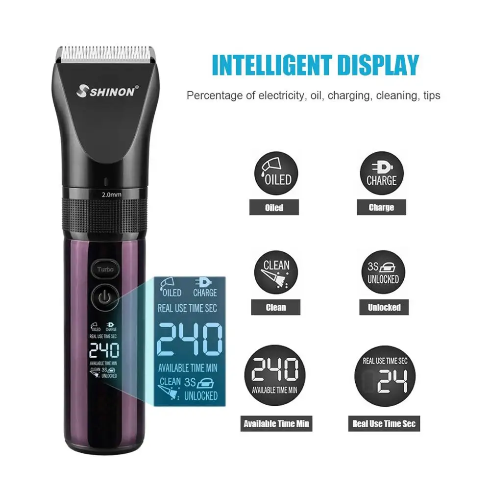  Men LED Display 3 Modes Electric Hair Clipper Dual Charging Method Hair Trimmer Professional Hair C