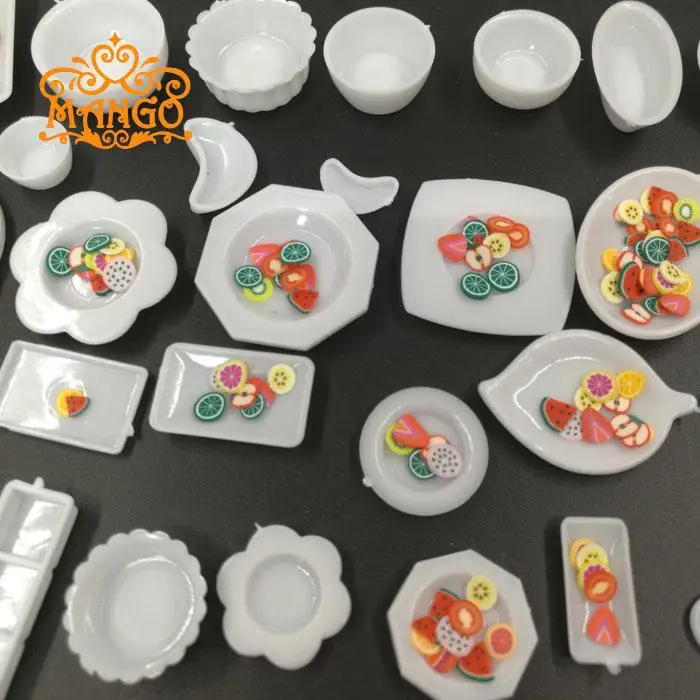 1: 12 кукольный дом DIY хижина мини-модель игровой дом пластиковая посуда набор игрушек конфеты с фруктовым ломтиком