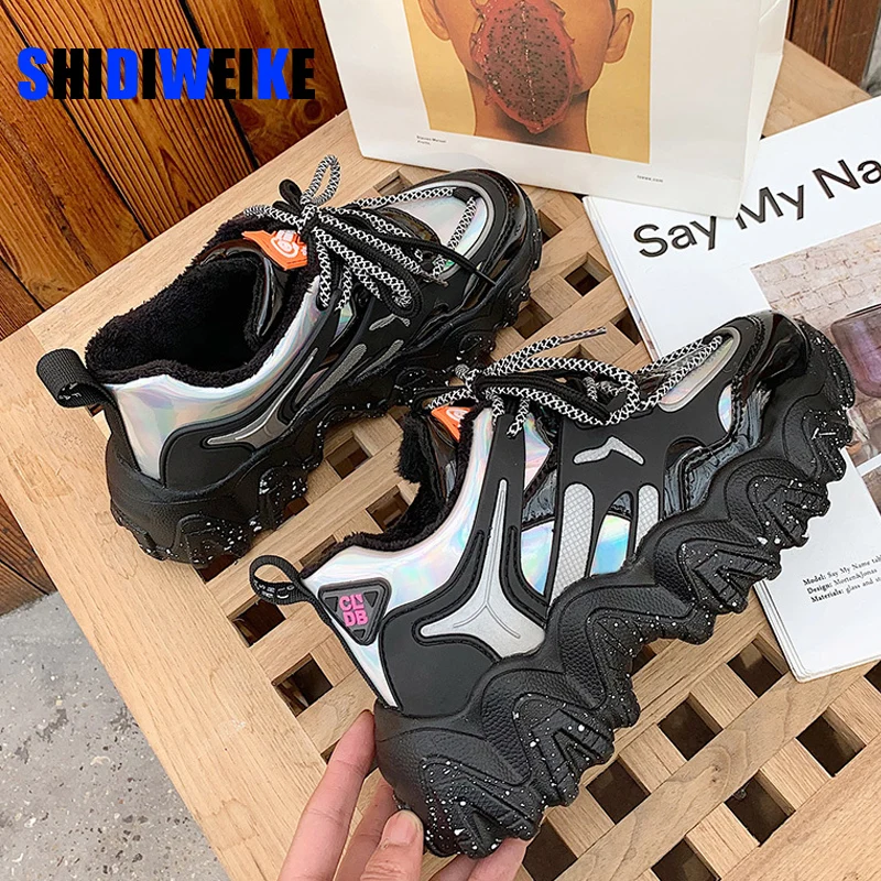 chunky platform lace up trainers