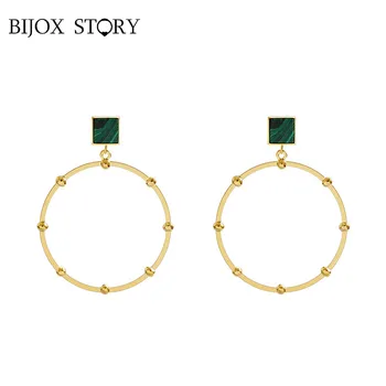 

BIJOX STORY Fashion 925 Sterling Silver Drop Earrings for Women Jewelry with Emerald Gemstone Earring Wedding Promise Party Gift