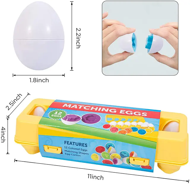 12PCS Montessori Learning Education Math Toys Smart Eggs Kids Mixed Shape Matching 3D Puzzle Game For Children Educational Toys 6