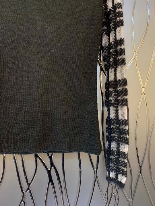 Early Autumn New Woman's Neck, Small High Collar, Sleeve Stitching, Lattice Knitting Decoration, Baitie Knitted Shirt 1001