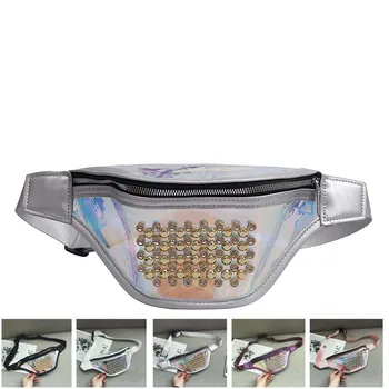 

Waist Bags Women Pink Silver Fanny Pack female banana Belt Bag Wallet Bag Leg Holographic Waist Packs Laser Chest Phone Pouch