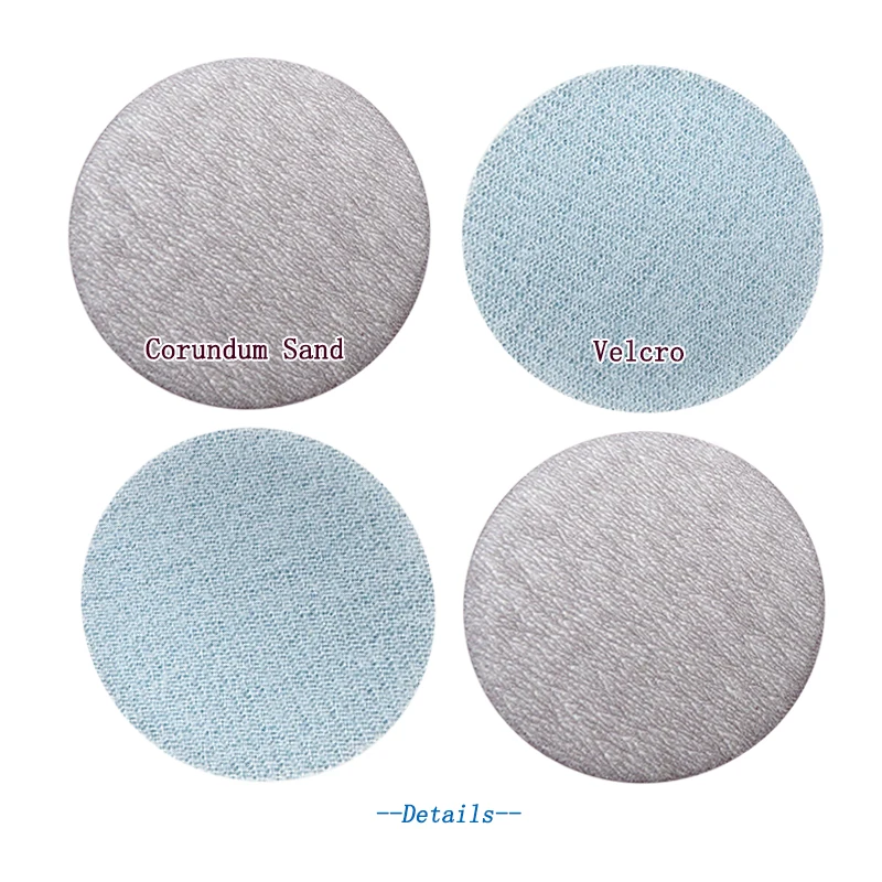 100개 2인치 50mm 샌딩 디스크 후크 앤 루프 화이트 건식 연마 사포 60에서 1000 그릿 목재 금속 자동차 연마용