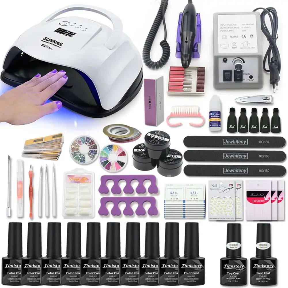 Preise Nagel Set mit Maniküre Maschine Gel Nagellack Set für Nagel Kit UV Led Lampe Trockner Nail art Werkzeuge Kit extention Gel Set