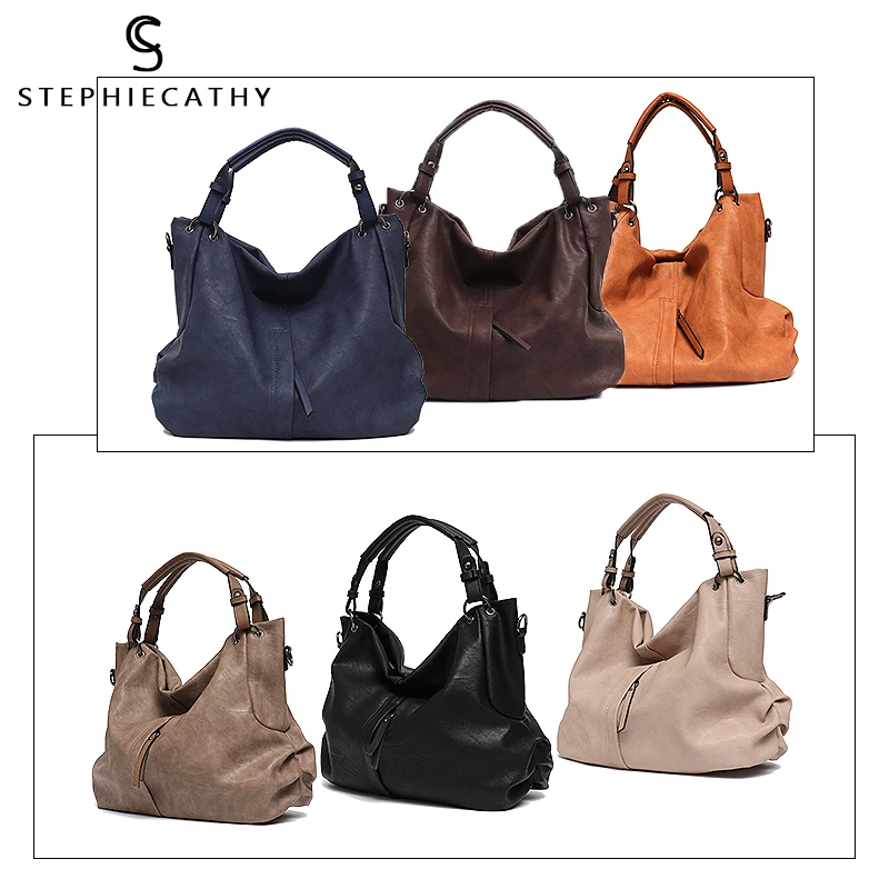  SC Big Casual Soft Tote Shoulder Bags for Women Large Vegan Leather Zipper Female Hobo High Quality - 32965090514
