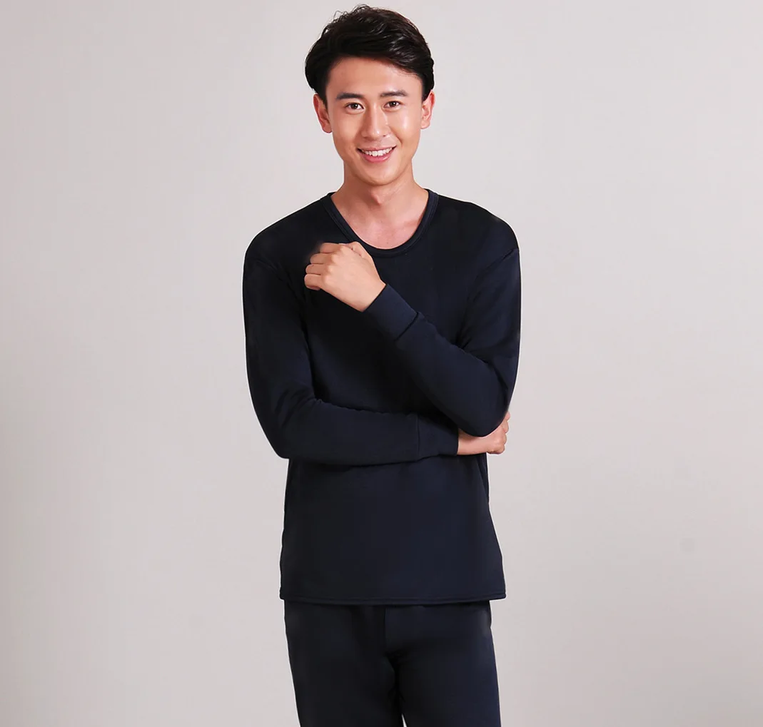 Men s Wulan Color Мужчины и wo мужчины плюс бархат термобелье набор пара молочный шелк щеткой осенняя одежда Qiuku теплая и дышащая осень и win - Цвет: Men s Wulan Color