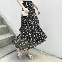 Для женщин богемные пляжные Шифоновая юбка женские летние Новые цветочные кружева юбка с оборками нерегулярные юбки
