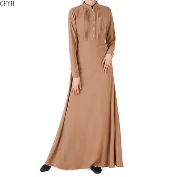 

Muslim Abaya Dress Buttons Turkish Long Dress Arab Full Length Caftan Middle East Women Dress