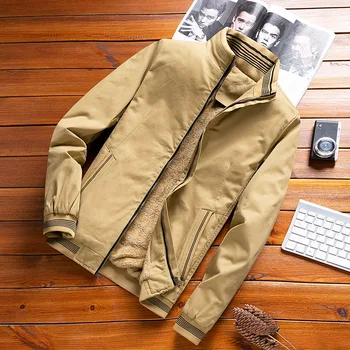 

Winter Jacket Men Fur Lined Jackets Casual Coats Cotton Coat Bomber Jacket Men Stand Collar Windbreaker Winter Fashion Plus Size