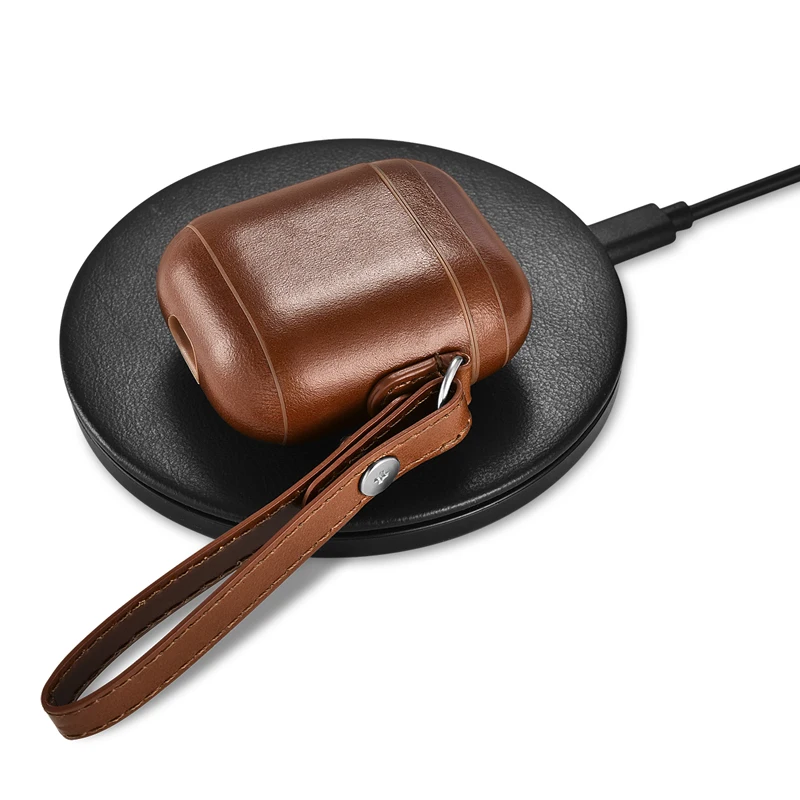 Cowhide Genuine Leather Headphone Case Strap Portable Buckle Bag Cover for Apple Airpods iPhone Bluetooth Earphone Case Boxes
