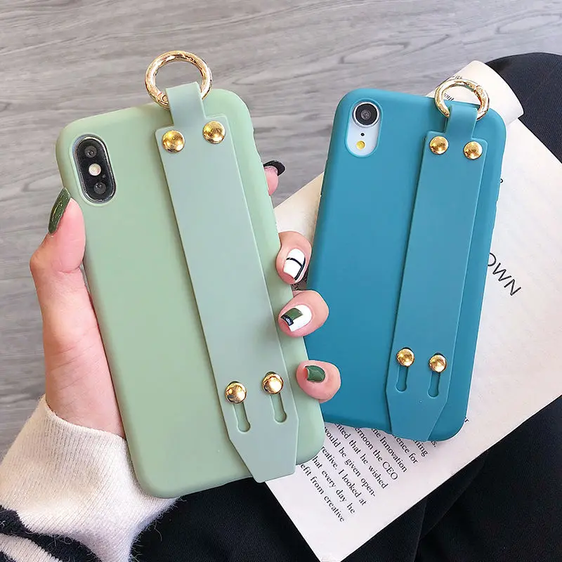 Карамельный цвет ремешок держатель чехол для iPhone 12 11 Pro XS Max 7 8 6S Plus Мягкий