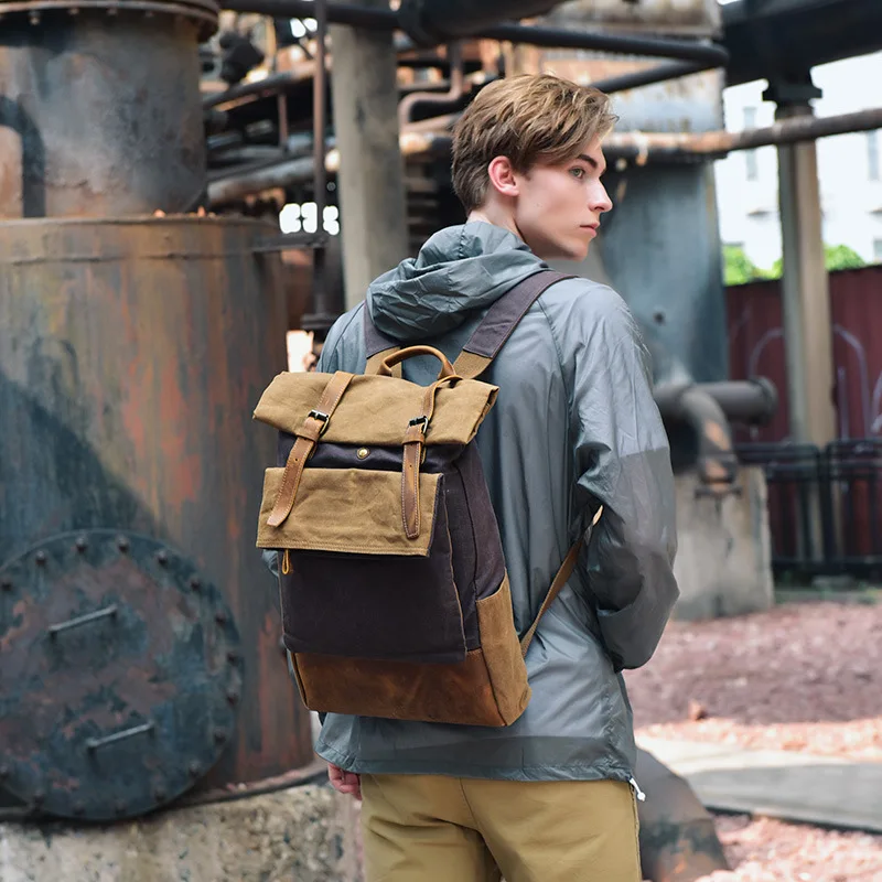 

Crazy Horse Skin Men's Backpack Luxury European and American Trend Backpack Small Backpack Backpack Men Canvas Belts