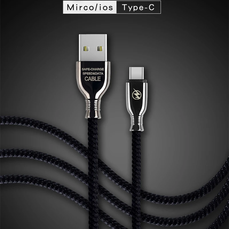 Тип USB кабель из сплава для зарядки и передачи данных для iPhone type-C IOS Android Micro USB кабель для быстрой зарядки и синхронизации данных