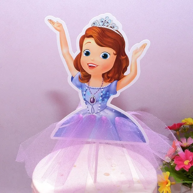 6pcs/lot Baby Girl Favor One Year Old Birthday Elsa Anna Princess Cake Topper Decor for Birthday Party Topper For Cake Decor 9cake topper-6pcs