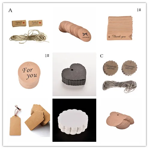 

100Pcs Gift Tags Kraft Paper DIY Handmade Price Tags/Baking Bags Packing Labels for Flower/Cosmetics/Jewelry