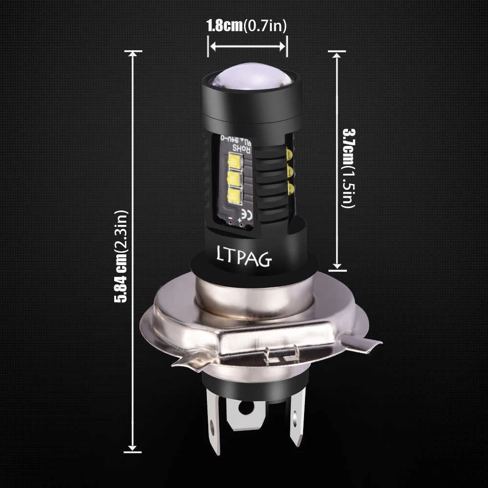 2 шт H4 9003 60W 1800LM 6000K автомобильный COB светодиодный лампы для передних фар
