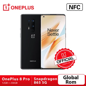 Перейти на Алиэкспресс и купить Глобальная прошивка Oneplus 8 Pro 5G Смартфон Snapdragon 865 12 Гб 256 6,87 ''120 Гц жидкости Дисплей 48MP Quad камеры 30 Вт Беспроводной зарядки