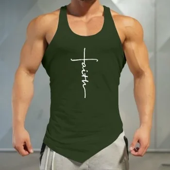 Gym Tank Top Men Letter Printing Faith Shirt Fitness Clothing Mens Summer Sports Casual Slim Graphic Tees Shirts Vest Tops 4