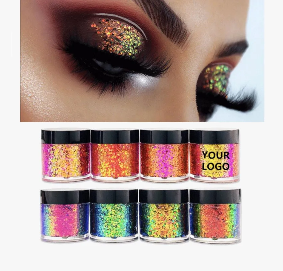 

50pcs Private Label Chameleon Loose Glitter Eyeshadow Pigmented Makeup Wholesale Custom Logo Metallic Duochrome Eye shadow