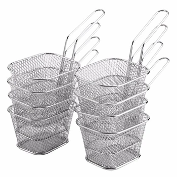 

Mini Fry Baskets Stainless Steel Fryer Basket Strainer Serving Food Presentation Cooking French Fries Basket Kitchen Tool
