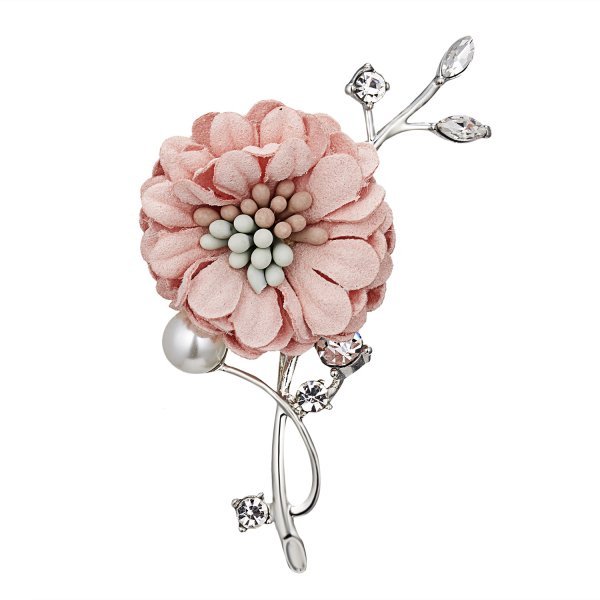 Charm Lady Cloth Art Pearl Fabric Flower Brooch Pin Women Cardigan Shirt Shawl Coat Lapel Pin Jewelry Accessories Gifts