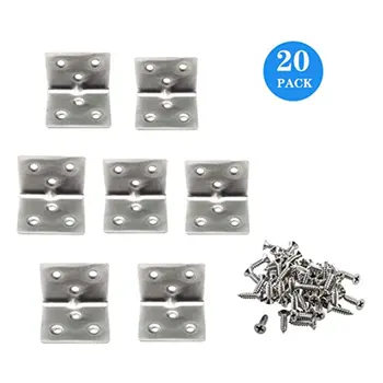 

20Pcs Stainless Steel Angle Corner Right Angle Bracket Metal Furniture Fittings 90 Degree Frame Board Support