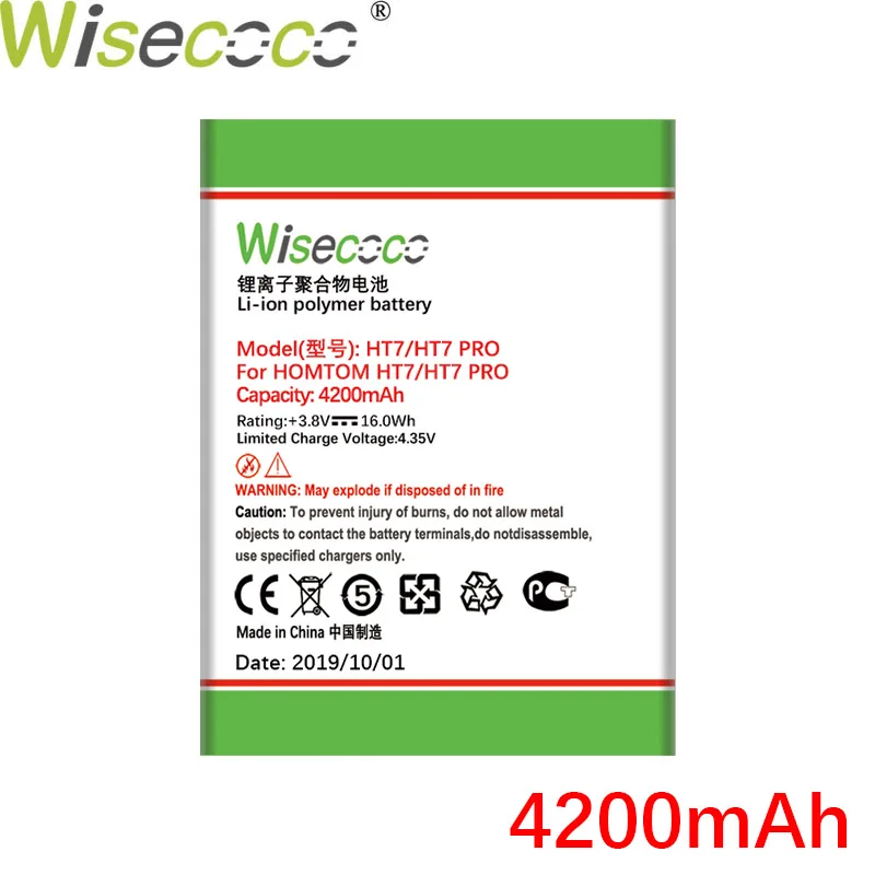 WISECOCO 4200 мАч батарея для HOMTOM HT7 HT 7 Pro мобильный телефон новейшее производство высокое качество батарея+ номер отслеживания