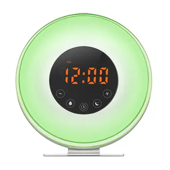 

Digital RGB LED Alarm Clock FM Radio For Bedrooms Multiple Nature Sounds Sunset Simulation Touch Control For Heavy Sleepers