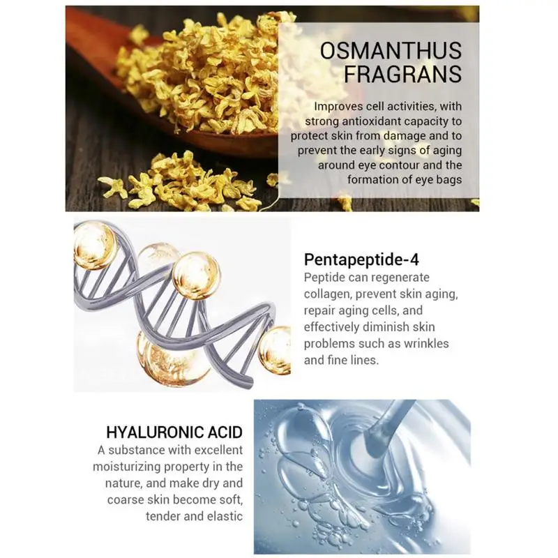 50 шт. патчи для глаз Золото османтуса маска для глаз газированные Пузырьковые глиняные маски уход за лицом удаление темных кругов мешки для глаз отбелить