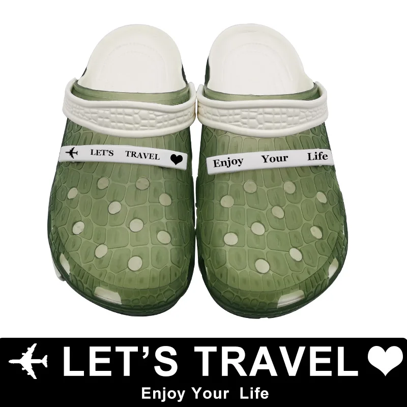 

Fashion Zapatos De Mujer Enjoy The Spirit Funny Let's Travel Enjoy Your Life Croks Shoes Woman Beach Flat Clogs Chaussures Femme